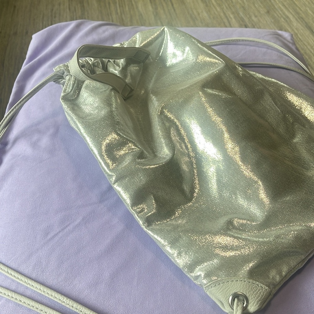 Shimmering Silver Glamor Drawstring Backpack - image 3